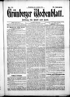 Gr&uuml;nberger Wochenblatt: Zeitung f&uuml;r Stadt und Land, No. 22. ( 22. Februar 1912 )