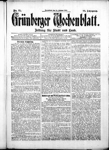 Gr&uuml;nberger Wochenblatt: Zeitung f&uuml;r Stadt und Land, No. 23. ( 24. Februar 1912 )