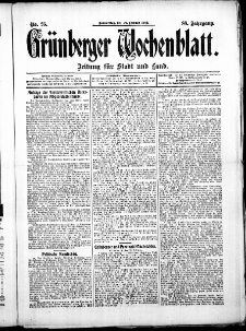 Gr&uuml;nberger Wochenblatt: Zeitung f&uuml;r Stadt und Land, No. 25. ( 29. Februar 1912 )