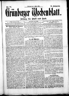 Grünberger Wochenblatt: Zeitung für Stadt und Land, No. 30. ( 12. März 1912 )