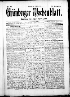 Gr&uuml;nberger Wochenblatt: Zeitung f&uuml;r Stadt und Land, No. 31. ( 14. M&auml;rz 1912 )
