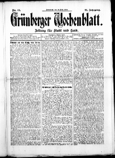 Gr&uuml;nberger Wochenblatt: Zeitung f&uuml;r Stadt und Land, No. 32. ( 16. M&auml;rz 1912 )