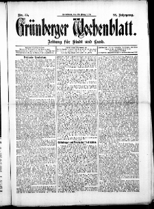 Gr&uuml;nberger Wochenblatt: Zeitung f&uuml;r Stadt und Land, No. 35. ( 23. M&auml;rz 1912 )