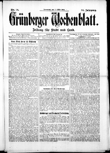Gr&uuml;nberger Wochenblatt: Zeitung f&uuml;r Stadt und Land, No. 38. ( 30. M&auml;rz 1912 )