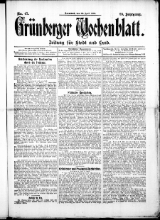 Gr&uuml;nberger Wochenblatt: Zeitung f&uuml;r Stadt und Land, No. 47. ( 20. April 1912 )