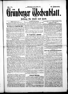 Gr&uuml;nberger Wochenblatt: Zeitung f&uuml;r Stadt und Land, No. 49. ( 25. April 1912 )