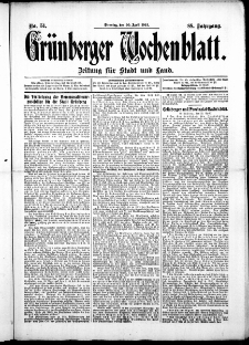 Gr&uuml;nberger Wochenblatt: Zeitung f&uuml;r Stadt und Land, No. 51. ( 30. April 1912 )