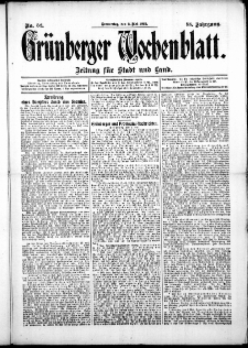 Gr&uuml;nberger Wochenblatt: Zeitung f&uuml;r Stadt und Land, No. 52. ( 2. Mai 1912 )