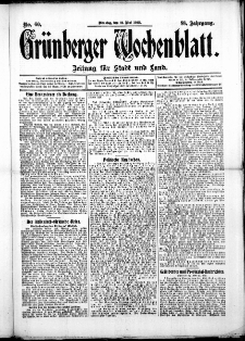Grünberger Wochenblatt: Zeitung für Stadt und Land, No. 60. ( 21. Mai 1912 )
