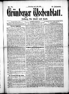 Gr&uuml;nberger Wochenblatt: Zeitung f&uuml;r Stadt und Land, No. 61. ( 23. Mai 1912 )