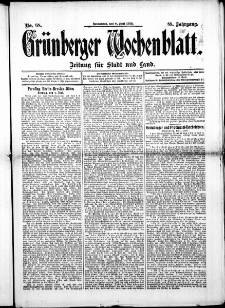 Gr&uuml;nberger Wochenblatt: Zeitung f&uuml;r Stadt und Land, No. 68. ( 8. Juni 1912 )