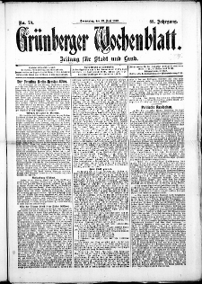Gr&uuml;nberger Wochenblatt: Zeitung f&uuml;r Stadt und Land, No. 70. ( 13. Juni 1912 )