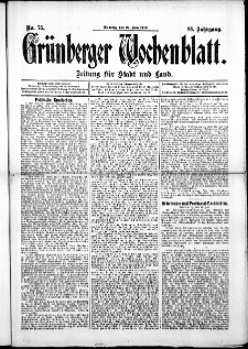 Gr&uuml;nberger Wochenblatt: Zeitung f&uuml;r Stadt und Land, No. 75. ( 25. Juni 1912 )