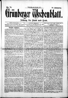 Gr&uuml;nberger Wochenblatt: Zeitung f&uuml;r Stadt und Land, No. 76. ( 27. Juni 1912 )