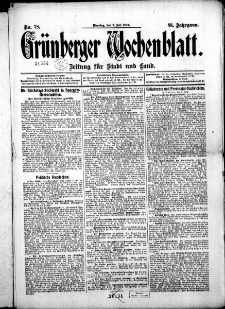 Gr&uuml;nberger Wochenblatt: Zeitung f&uuml;r Stadt und Land, No. 78. ( 2. Julii 1912 )