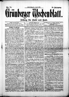 Gr&uuml;nberger Wochenblatt: Zeitung f&uuml;r Stadt und Land, No. 79. ( 4. Julii 1912 )