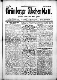 Gr&uuml;nberger Wochenblatt: Zeitung f&uuml;r Stadt und Land, No. 81. ( 2. Julii 1912 )
