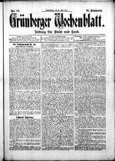 Gr&uuml;nberger Wochenblatt: Zeitung f&uuml;r Stadt und Land, No. 82. ( 11. Julii 1912 )