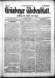 Gr&uuml;nberger Wochenblatt: Zeitung f&uuml;r Stadt und Land, No. 83. ( 13. Julii 1912 )