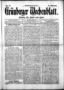 Gr&uuml;nberger Wochenblatt: Zeitung f&uuml;r Stadt und Land, No. 88. ( 25. Julii 1912 )