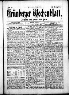Grünberger Wochenblatt: Zeitung für Stadt und Land, No. 89. ( 27. Julii 1912 )