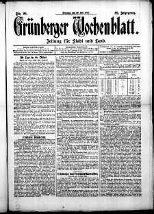 Gr&uuml;nberger Wochenblatt: Zeitung f&uuml;r Stadt und Land, No. 90. ( 30. Julii 1912 )