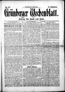 Gr&uuml;nberger Wochenblatt: Zeitung f&uuml;r Stadt und Land, No. 96. ( 13. August 1912 )