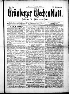 Gr&uuml;nberger Wochenblatt: Zeitung f&uuml;r Stadt und Land, No. 97. ( 15. August 1912 )