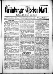 Gr&uuml;nberger Wochenblatt: Zeitung f&uuml;r Stadt und Land, No. 101. ( 24. August 1912 )