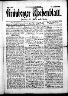 Gr&uuml;nberger Wochenblatt: Zeitung f&uuml;r Stadt und Land, No. 106. ( 5. September 1912 )