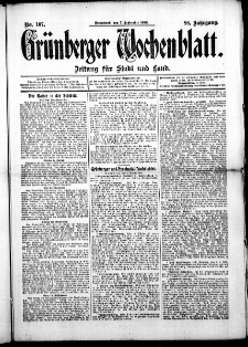 Gr&uuml;nberger Wochenblatt: Zeitung f&uuml;r Stadt und Land, No. 107. ( 7. September 1912 )