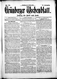 Gr&uuml;nberger Wochenblatt: Zeitung f&uuml;r Stadt und Land, No. 119. ( 5. Oktober 1912 )