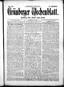 Gr&uuml;nberger Wochenblatt: Zeitung f&uuml;r Stadt und Land, No. 121. ( 10. Oktober 1912 )