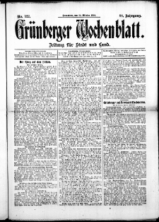 Gr&uuml;nberger Wochenblatt: Zeitung f&uuml;r Stadt und Land, No. 122. ( 12. Oktober 1912 )