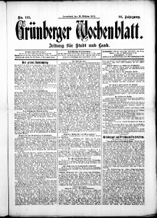 Gr&uuml;nberger Wochenblatt: Zeitung f&uuml;r Stadt und Land, No. 125. ( 19. Oktober 1912 )
