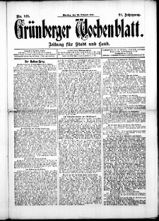 Gr&uuml;nberger Wochenblatt: Zeitung f&uuml;r Stadt und Land, No. 126. ( 22. Oktober 1912 )