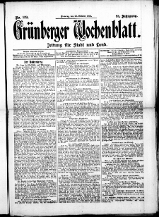 Gr&uuml;nberger Wochenblatt: Zeitung f&uuml;r Stadt und Land, No. 129. ( 29. Oktober 1912 )