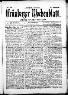Gr&uuml;nberger Wochenblatt: Zeitung f&uuml;r Stadt und Land, No. 130. ( 31. Oktober 1912 )