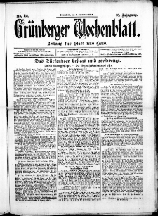 Gr&uuml;nberger Wochenblatt: Zeitung f&uuml;r Stadt und Land, No. 131. ( 2. November 1912 )