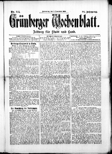 Gr&uuml;nberger Wochenblatt: Zeitung f&uuml;r Stadt und Land, No. 133. ( 7. November 1912 )
