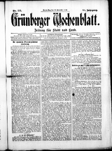 Gr&uuml;nberger Wochenblatt: Zeitung f&uuml;r Stadt und Land, No. 136. ( 14. November 1912 )