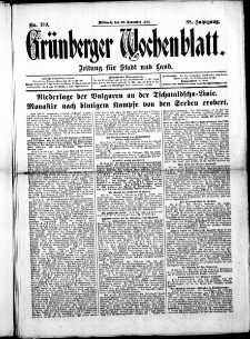 Gr&uuml;nberger Wochenblatt: Zeitung f&uuml;r Stadt und Land, No. 139. ( 20. November 1912 )