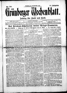 Gr&uuml;nberger Wochenblatt: Zeitung f&uuml;r Stadt und Land, No. 140. ( 23. November 1912 )