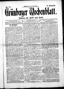 Gr&uuml;nberger Wochenblatt: Zeitung f&uuml;r Stadt und Land, No. 141. ( 26. November 1912 )
