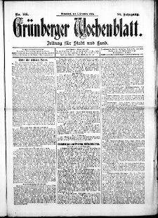 Gr&uuml;nberger Wochenblatt: Zeitung f&uuml;r Stadt und Land, No. 146. ( 7. Dezember 1912 )