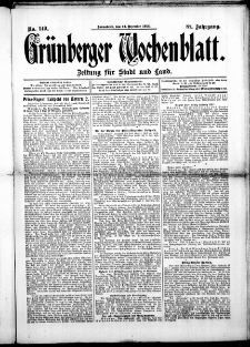 Gr&uuml;nberger Wochenblatt: Zeitung f&uuml;r Stadt und Land, No. 149. ( 14. Dezember 1912 )