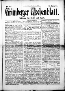 Gr&uuml;nberger Wochenblatt: Zeitung f&uuml;r Stadt und Land, No. 152. ( 21. Dezember 1912 )