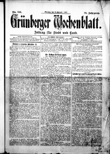 Gr&uuml;nberger Wochenblatt: Zeitung f&uuml;r Stadt und Land, No. 156. ( 31. Dezember 1912 )