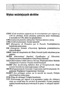 Ani bezrobocie, ani opieka społeczna: od wyboru do ekonomicznej realizacji - wykaz ważniejszych skrótów