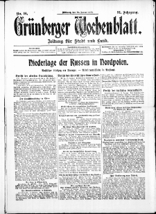 Gr&uuml;nberger Wochenblatt: Zeitung f&uuml;r Stadt und Land, No. 16. ( 20. Januar 1915 )